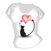 Женская футболка "Кошка с сердцем" с принтом