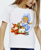 Новогодняя футболка "Белочка и снегурочка" детская с принтом