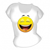 Женская футболка "Весёлый смайлик" с принтом на сайте mosmayka.ru