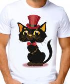 Парная футболка "Черный кот" мужская с принтом на сайте mosmayka.ru