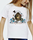 Новогодняя футболка "Новогодний домик" детская с принтом на сайте mosmayka.ru