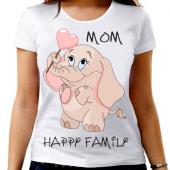 Семейная футболка "Слоник мама" с принтом