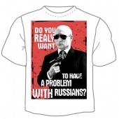Мужская футболка "Путин в черном" с принтом