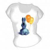 Женская футболка "Заяц с шариками" с принтом