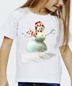 Новогодняя футболка " Снеговик 15" детская с принтом