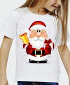 Новогодняя футболка "Санта с колокольчиком" детская с принтом