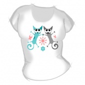 Женская футболка "Кот и кошка 1" с принтом на сайте mosmayka.ru