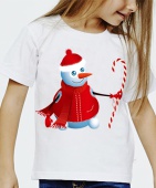Новогодняя футболка "Снеговик 41" детская с принтом на сайте mosmayka.ru