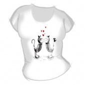 Женская футболка "Котики сердечки" с принтом