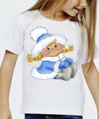 Новогодняя футболка "Снегурка" детская с принтом на сайте mosmayka.ru