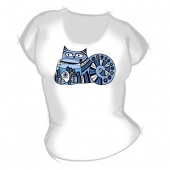Женская футболка "Кот с аквариумом" с принтом