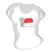 Женская футболка "Мишка и много сердечек" с принтом на сайте mosmayka.ru