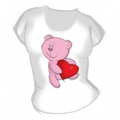 Женская футболка "Мишка с сердцем 1" с принтом на сайте mosmayka.ru