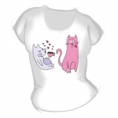 Женская футболка "Кот и кошка" с принтом на сайте mosmayka.ru