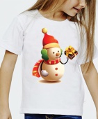 Новогодняя футболка "Снеговик 37" детская с принтом на сайте mosmayka.ru