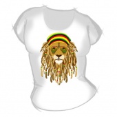 Женская футболка "Лев растаман" с принтом