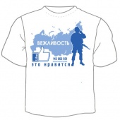 Мужская футболка "Вежливость 1" с принтом на сайте mosmayka.ru