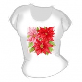 Женская футболка "Красные цветы" с принтом на сайте mosmayka.ru