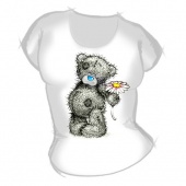 Женская футболка "Мишка с ромашкой" с принтом на сайте mosmayka.ru