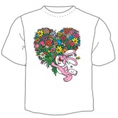 Детская футболка "Заяц с цветами" с принтом на сайте mosmayka.ru