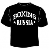 Чёрная футболка "Бокс России" с принтом на сайте mosmayka.ru