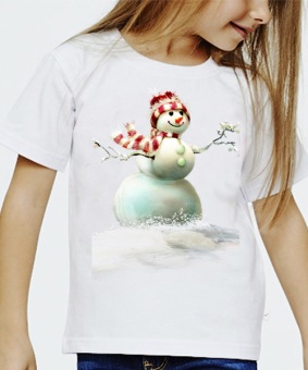 Новогодняя футболка " Снеговик 15" детская с принтом на сайте mosmayka.ru
