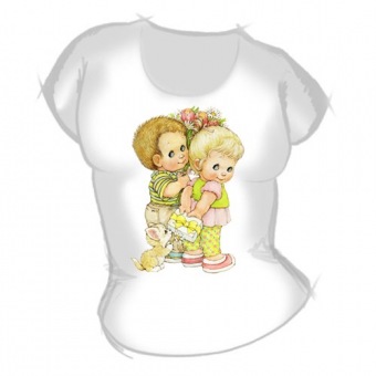 Женская футболка "Девочка с мальчиком" с принтом на сайте mosmayka.ru