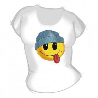 Женская футболка "Смайлик 6" с принтом на сайте mosmayka.ru
