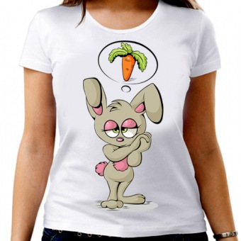 Парная футболка "Зайка с морковкой" женская с принтом на сайте mosmayka.ru