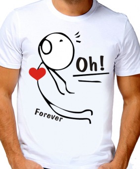 Парная футболка "Наша история любви" мужская с принтом на сайте mosmayka.ru