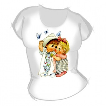 Женская футболка "Мальчик с девочкой 2" с принтом на сайте mosmayka.ru