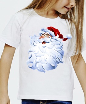 Новогодняя футболка "Бородатый мороз" детская с принтом на сайте mosmayka.ru