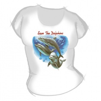 Женская футболка "Дельфины 4" с принтом на сайте mosmayka.ru