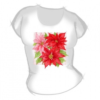 Женская футболка "Красные цветы" с принтом на сайте mosmayka.ru