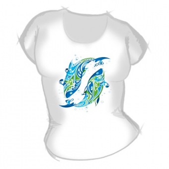 Женская футболка "Рыбы" с принтом на сайте mosmayka.ru