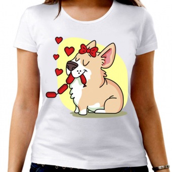 Парная футболка "Собачки 5" женская с принтом на сайте mosmayka.ru