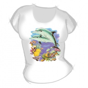 Женская футболка "Дельфины 10" с принтом на сайте mosmayka.ru