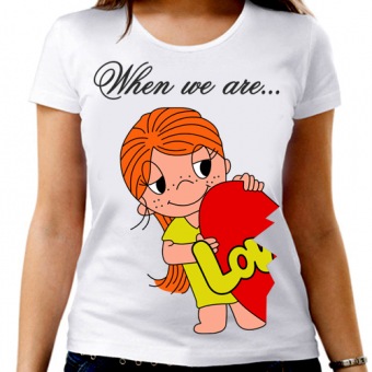 Парная футболка "Love is 5" женская с принтом на сайте mosmayka.ru