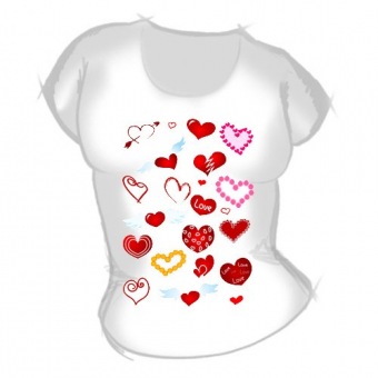 Женская футболка "Сердечки" с принтом на сайте mosmayka.ru