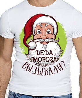 Новогодняя футболка " Деда мороза вызывали?" мужская с принтом на сайте mosmayka.ru