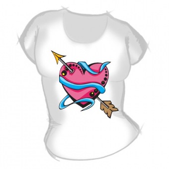 Женская футболка "Сердце стрела" с принтом на сайте mosmayka.ru