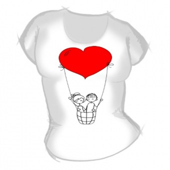 Женская футболка "Девушка с парнем в шаре" с принтом на сайте mosmayka.ru