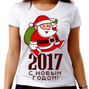 Новогодняя футболка "С 2017" женская с принтом на сайте mosmayka.ru