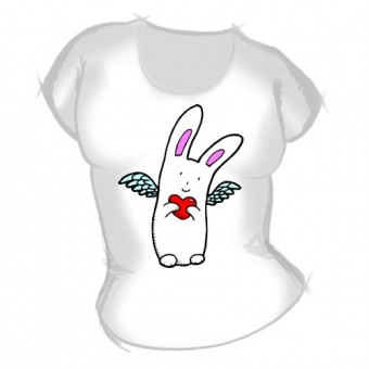 Женская футболка "Заяц ангелочек" с принтом на сайте mosmayka.ru