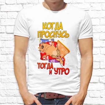Мужская футболка "Когда проснусь тогда и утро" с принтом на сайте mosmayka.ru