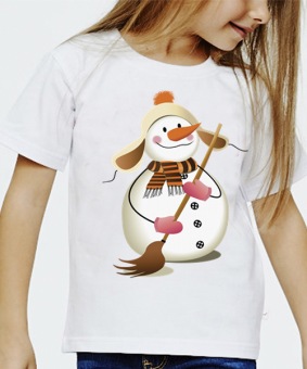 Новогодняя футболка "Снеговик10" детская с принтом на сайте mosmayka.ru