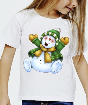 Новогодняя футболка "Снеговик 22" детская с принтом на сайте mosmayka.ru