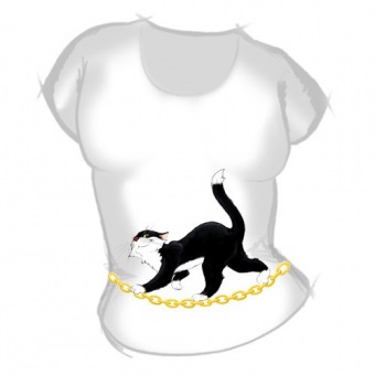 Женская футболка "Кот на цепи" с принтом на сайте mosmayka.ru