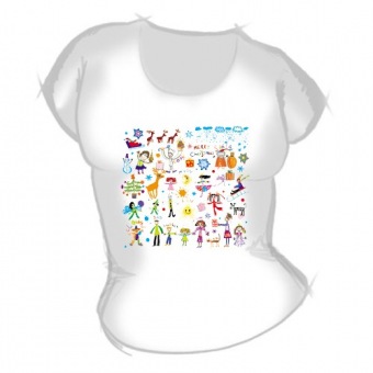 Женская футболка "Детские рисунки2" с принтом на сайте mosmayka.ru