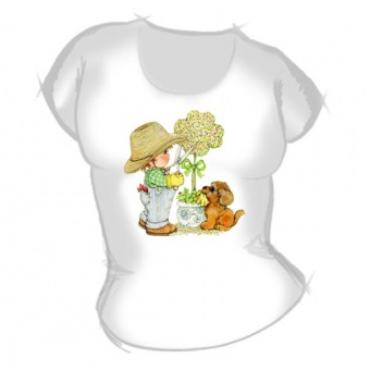 Женская футболка "Мальчик-садовник" с принтом на сайте mosmayka.ru